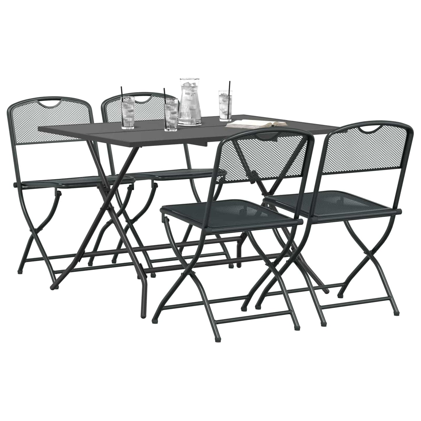Buitenmeubelset 5 pcs Antraciet Ijzer en Staal is nu te koop bij PeponiXL, paradijselijk wonen!