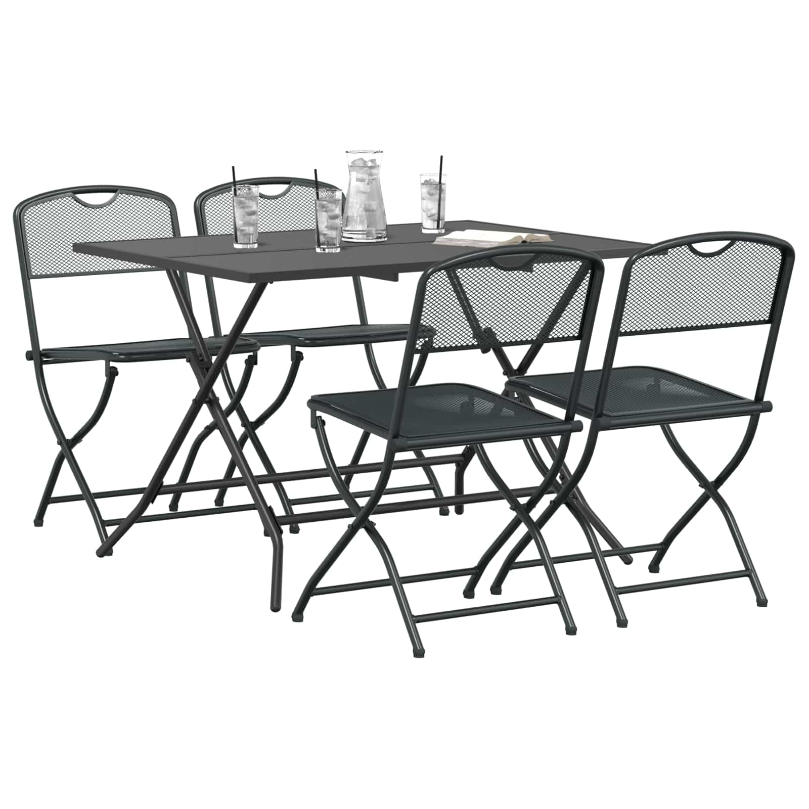 Buitenmeubelset 5 pcs Antraciet Ijzer en Staal is nu te koop bij PeponiXL, paradijselijk wonen!