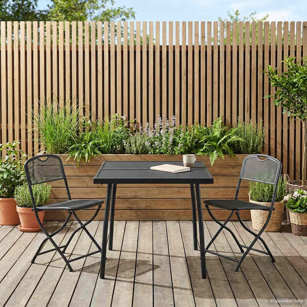 Buitenmeubelset 3 pcs Antracietkleurig Ijzer en Staal is nu te koop bij PeponiXL, paradijselijk wonen!