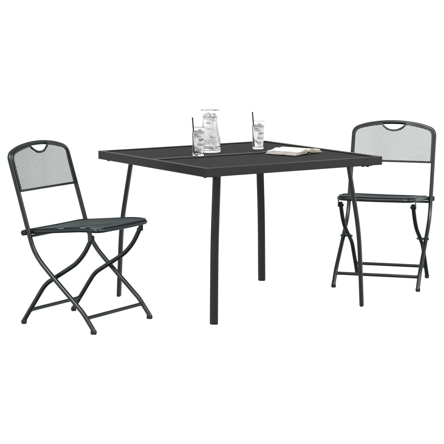 Buitenmeubelset 3 pcs Antracietkleurig Ijzer en Staal is nu te koop bij PeponiXL, paradijselijk wonen!