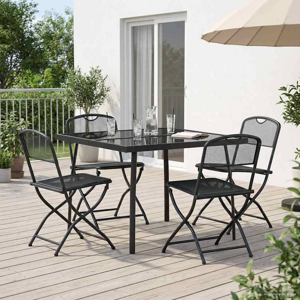 Buitenmeubelset 5 pcs Antracietkleurig Ijzer en Staal is nu te koop bij PeponiXL, paradijselijk wonen!