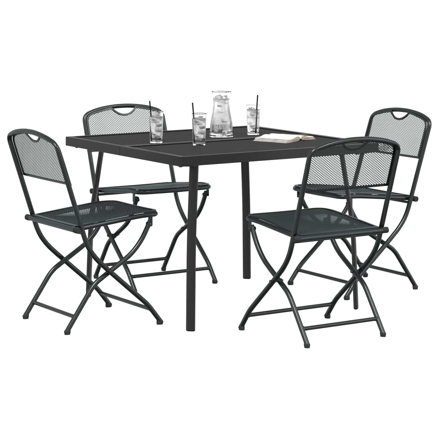 Buitenmeubelset 5 pcs Antracietkleurig Ijzer en Staal is nu te koop bij PeponiXL, paradijselijk wonen!