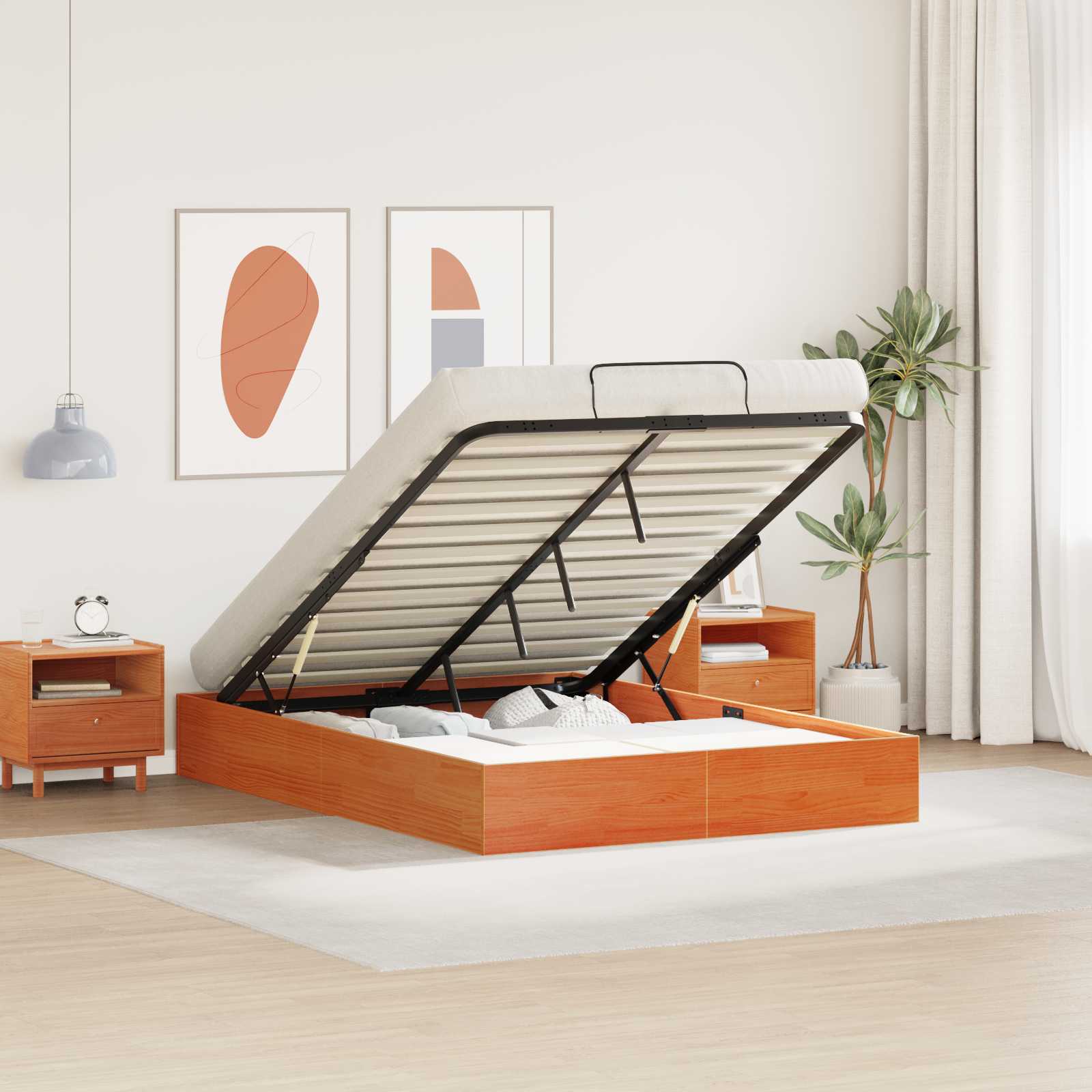 Ottoman Bedframe met Opslag Waskleur Bruin 120 x 200 cm is nu te koop bij PeponiXL, paradijselijk wonen!