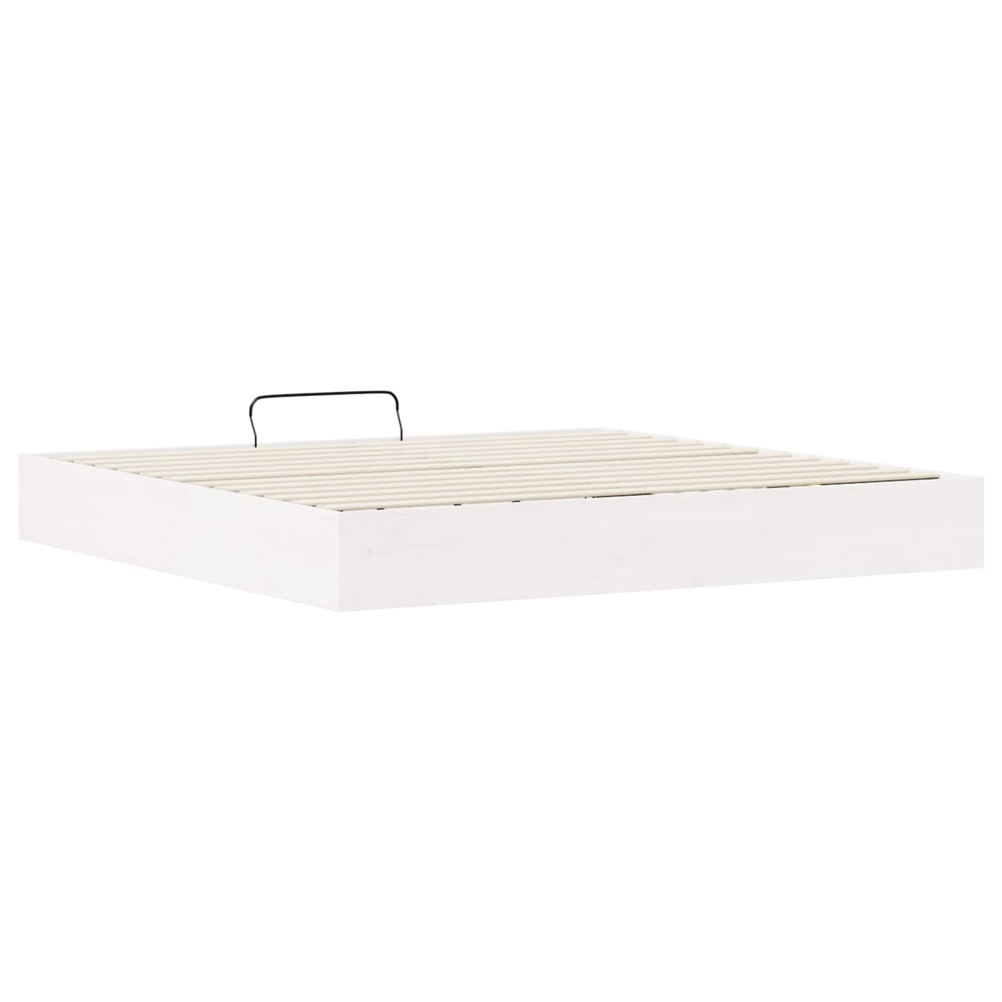 Ottoman Bedframe met Opslag Wit 200 x 200 cm Massief grenenhout is nu te koop bij PeponiXL, paradijselijk wonen!