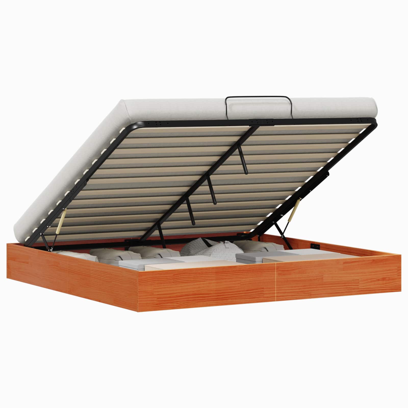 Ottoman Bedframe met Opslag Wasbruin 200 x 200 cm is nu te koop bij PeponiXL, paradijselijk wonen!