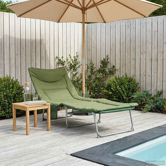 Opvouwbare zonnebed met kussen Donkergroen is nu te koop bij PeponiXL, paradijselijk wonen!