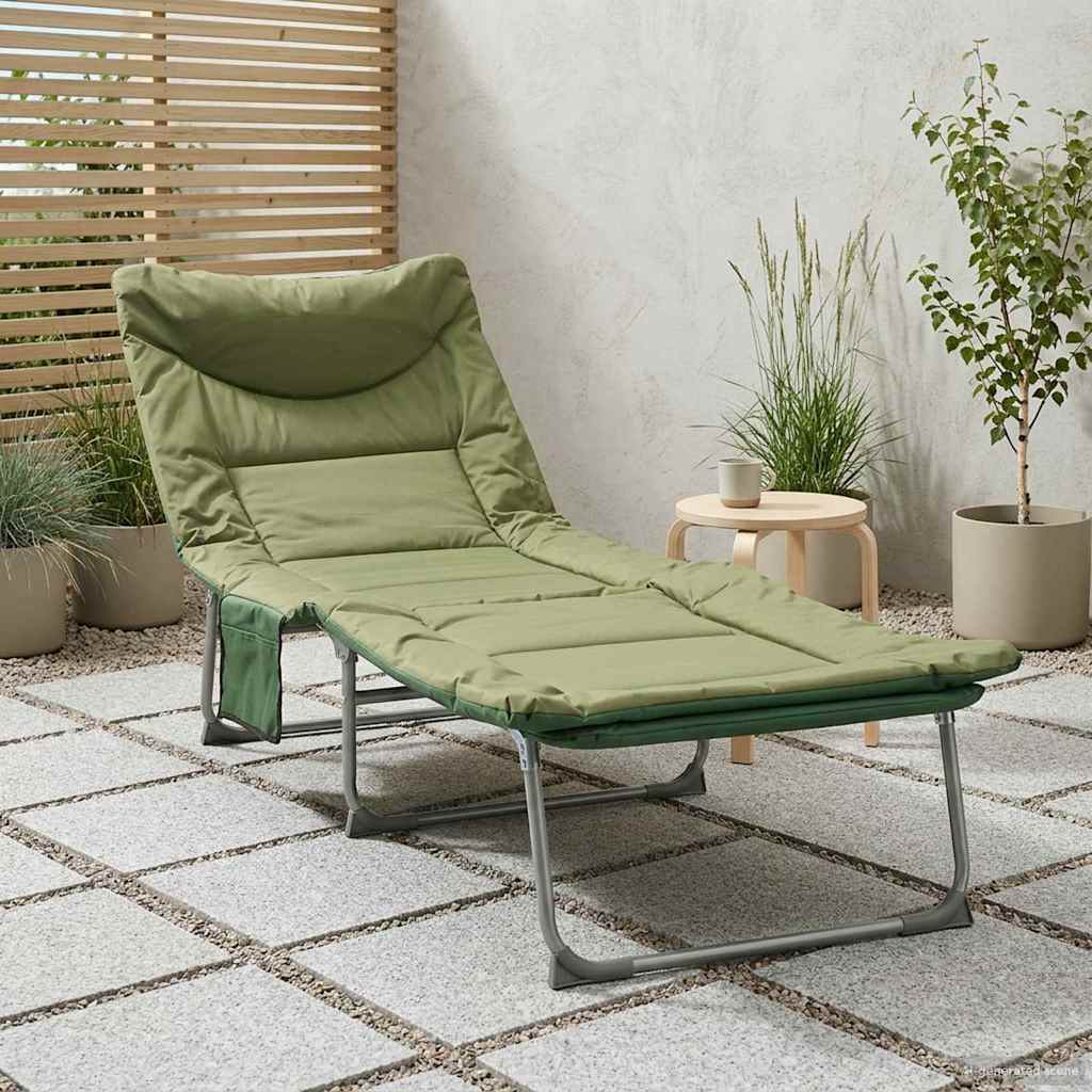 Opvouwbare zonnebed met kussen Donkergroen is nu te koop bij PeponiXL, paradijselijk wonen!