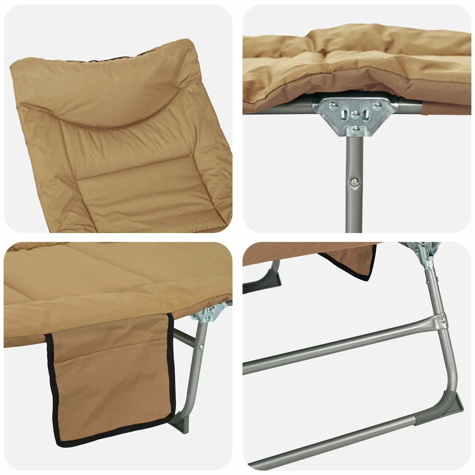 Opvouwbare zonnebed met kussen Beige is nu te koop bij PeponiXL, paradijselijk wonen!