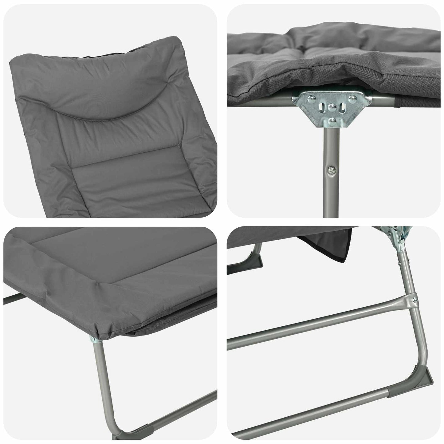 Opvouwbare zonnebed met kussen Antracietkleurig is nu te koop bij PeponiXL, paradijselijk wonen!