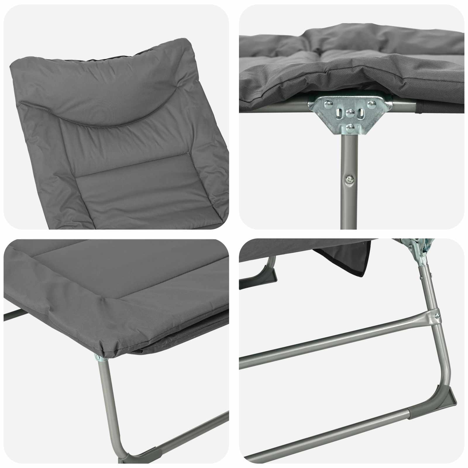 Opvouwbare zonnebed met kussen Antracietkleurig is nu te koop bij PeponiXL, paradijselijk wonen!