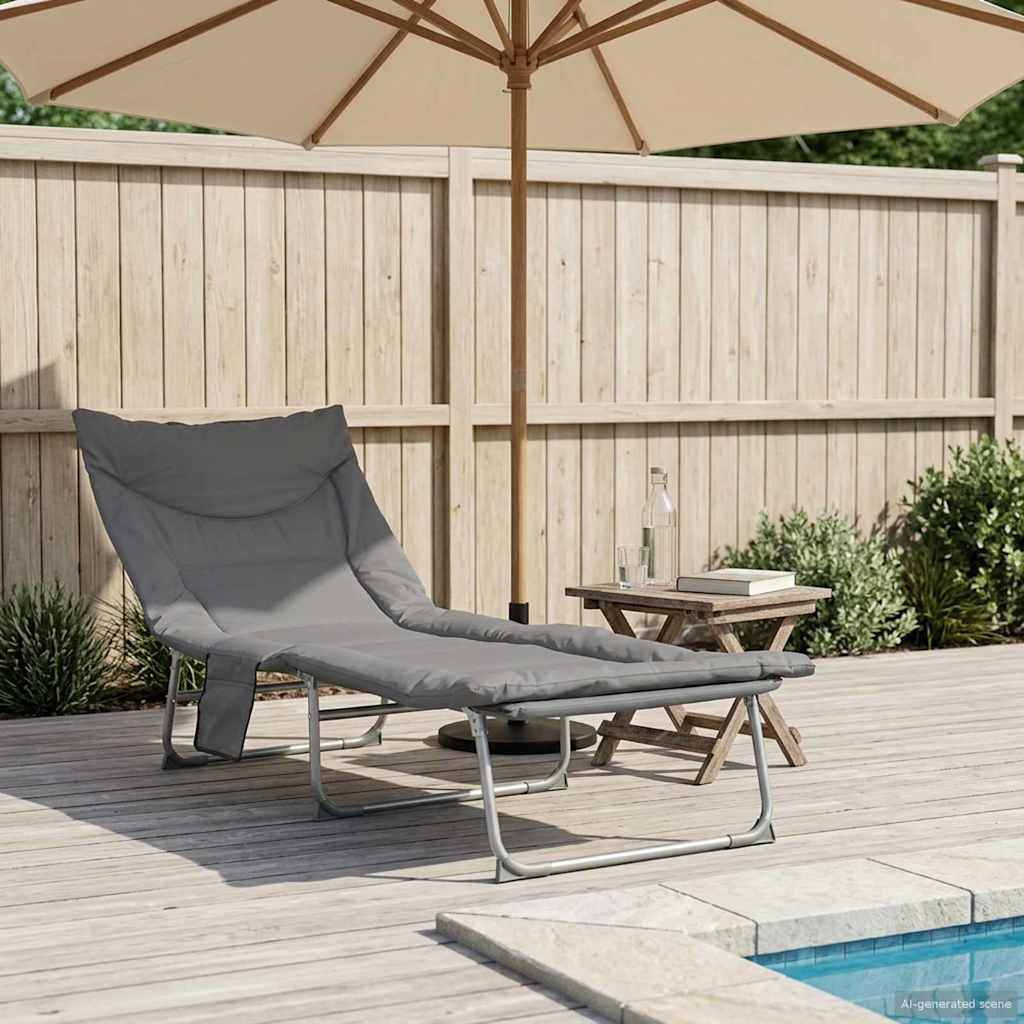 Opvouwbare zonnebed met kussen Antracietkleurig is nu te koop bij PeponiXL, paradijselijk wonen!