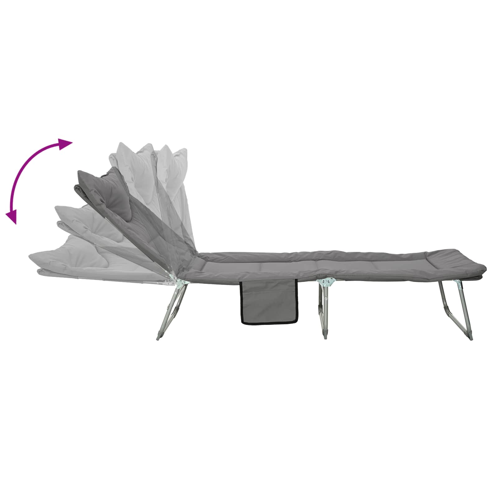 Opvouwbare zonnebed met kussen Antracietkleurig is nu te koop bij PeponiXL, paradijselijk wonen!