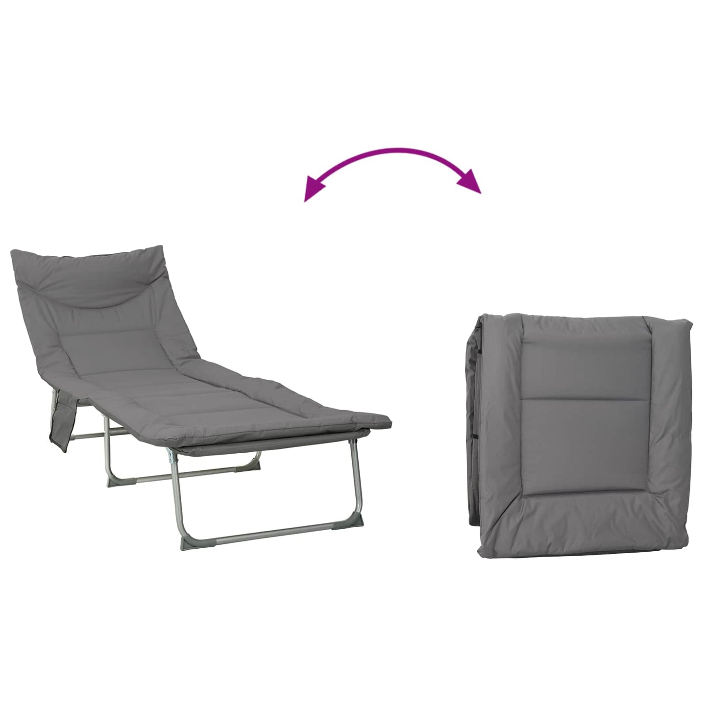 Opvouwbare zonnebed met kussen Antracietkleurig is nu te koop bij PeponiXL, paradijselijk wonen!