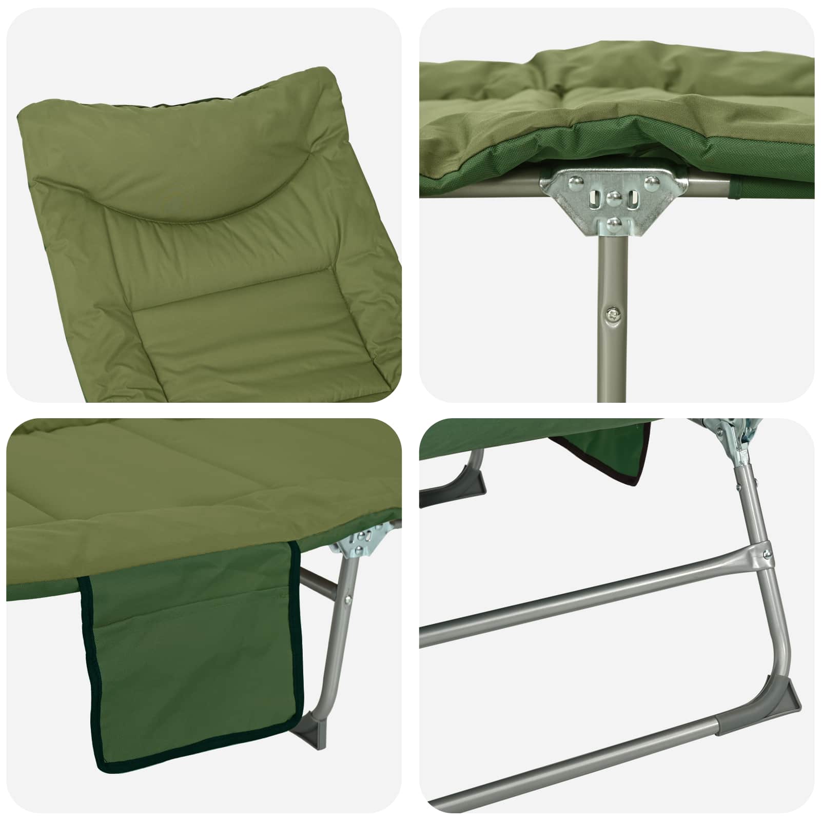 Opvouwbare zonnebed met kussen 2 pcs Donkergroen is nu te koop bij PeponiXL, paradijselijk wonen!