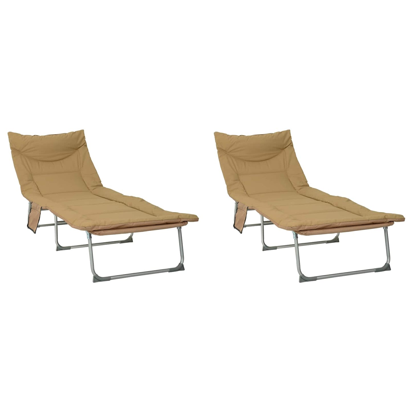 Opvouwbare zonnebed met kussen 2 pcs Beige is nu te koop bij PeponiXL, paradijselijk wonen!