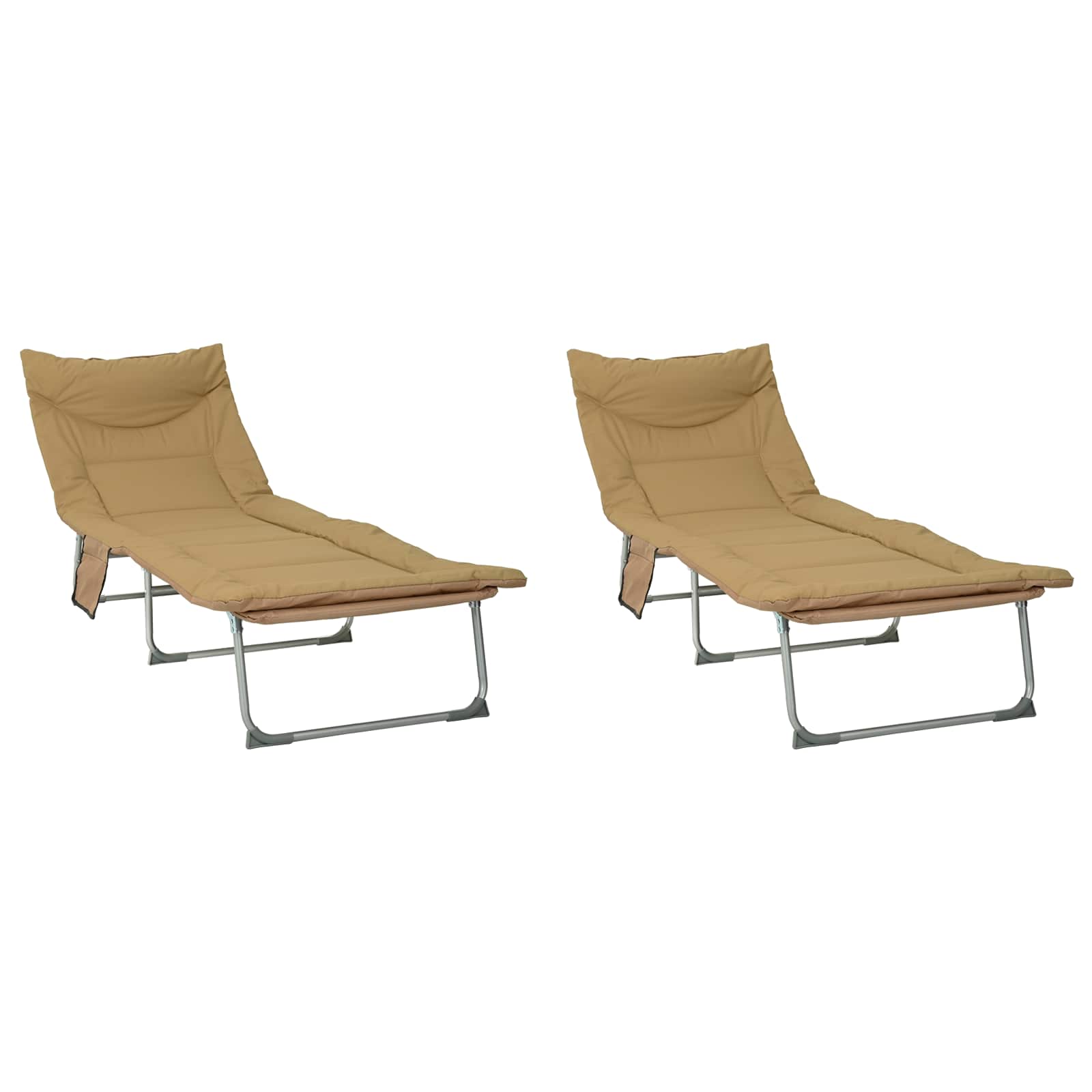 Opvouwbare zonnebed met kussen 2 pcs Beige is nu te koop bij PeponiXL, paradijselijk wonen!