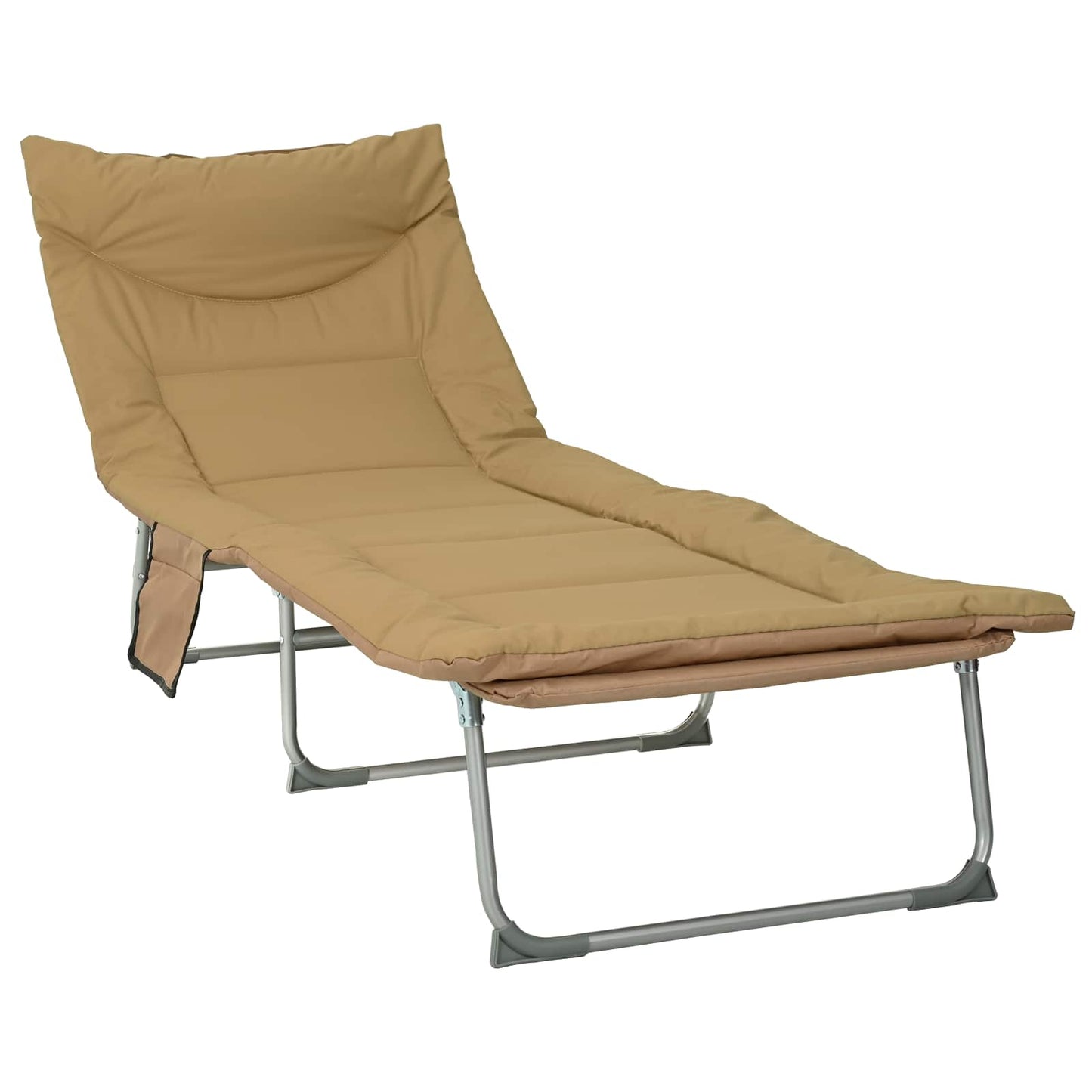 Opvouwbare zonnebed met kussen 2 pcs Beige is nu te koop bij PeponiXL, paradijselijk wonen!