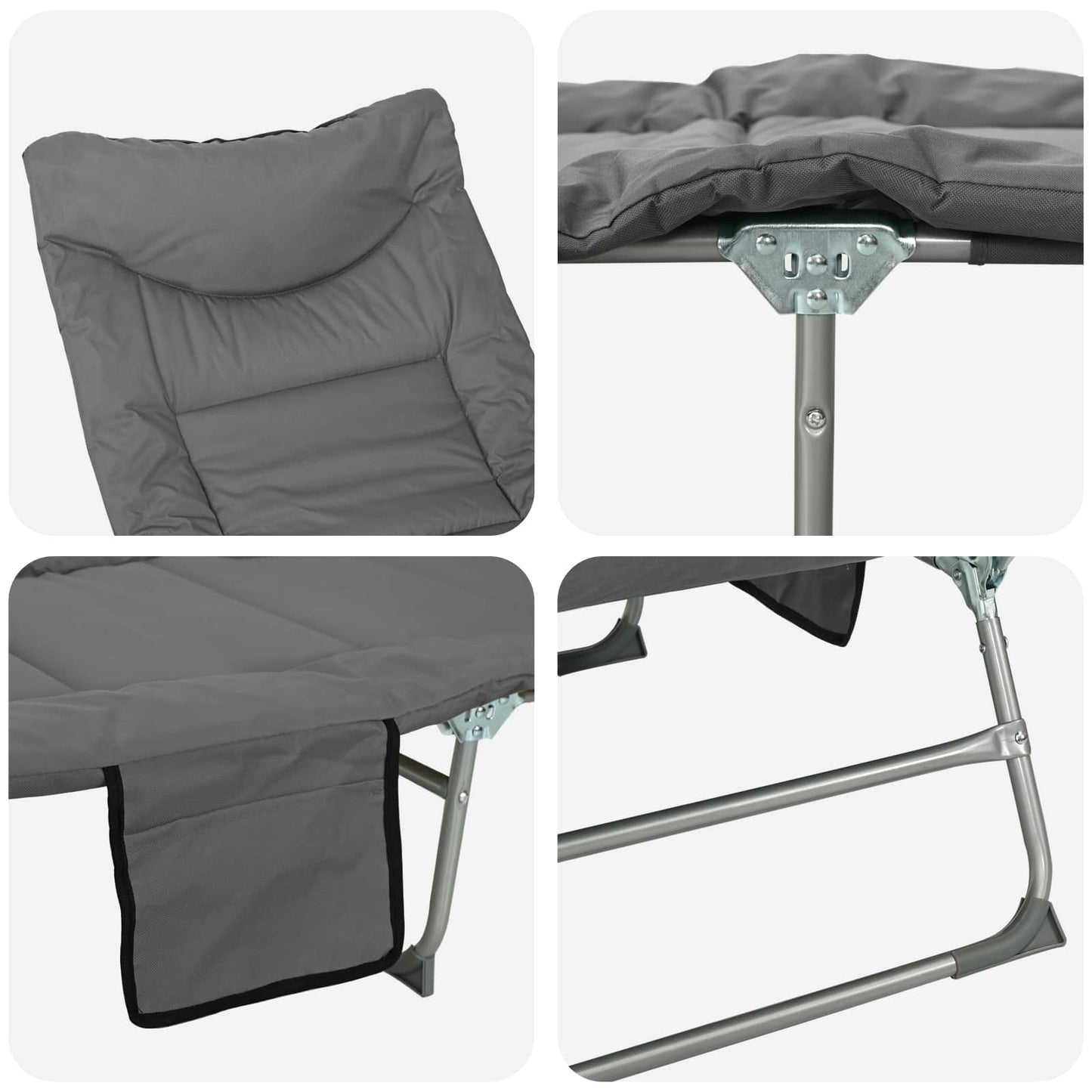 Opvouwbare zonnebed met kussen 2 pcs Antracietkleurig is nu te koop bij PeponiXL, paradijselijk wonen!