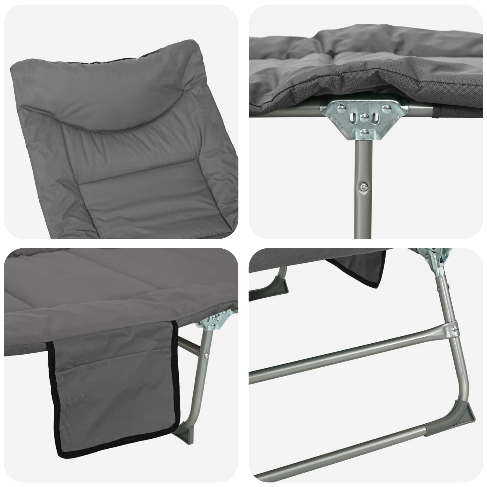 Opvouwbare zonnebed met kussen 2 pcs Antracietkleurig is nu te koop bij PeponiXL, paradijselijk wonen!