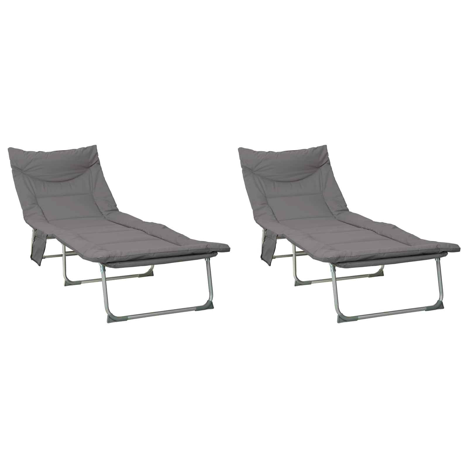 Opvouwbare zonnebed met kussen 2 pcs Antracietkleurig is nu te koop bij PeponiXL, paradijselijk wonen!