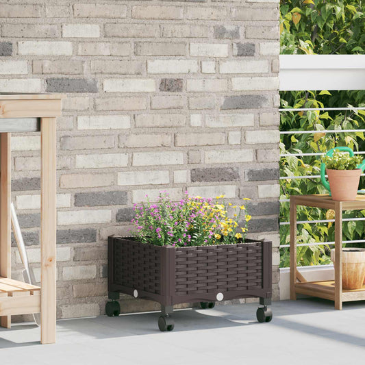 Tuinschaal met wielen Bruin 40 x 40 x 29 cm PP is nu te koop bij PeponiXL, paradijselijk wonen!