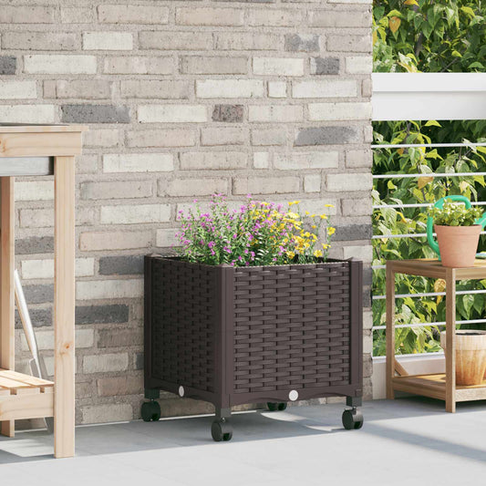 Tuinschaal met wielen Bruin 40 x 40 x 44 cm PP is nu te koop bij PeponiXL, paradijselijk wonen!