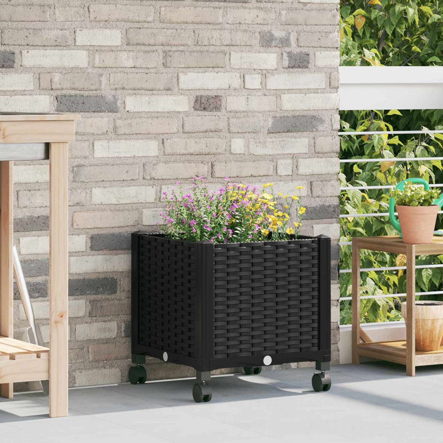 Tuinschaal met wielen Zwart 40 x 40 x 44 cm PP is nu te koop bij PeponiXL, paradijselijk wonen!