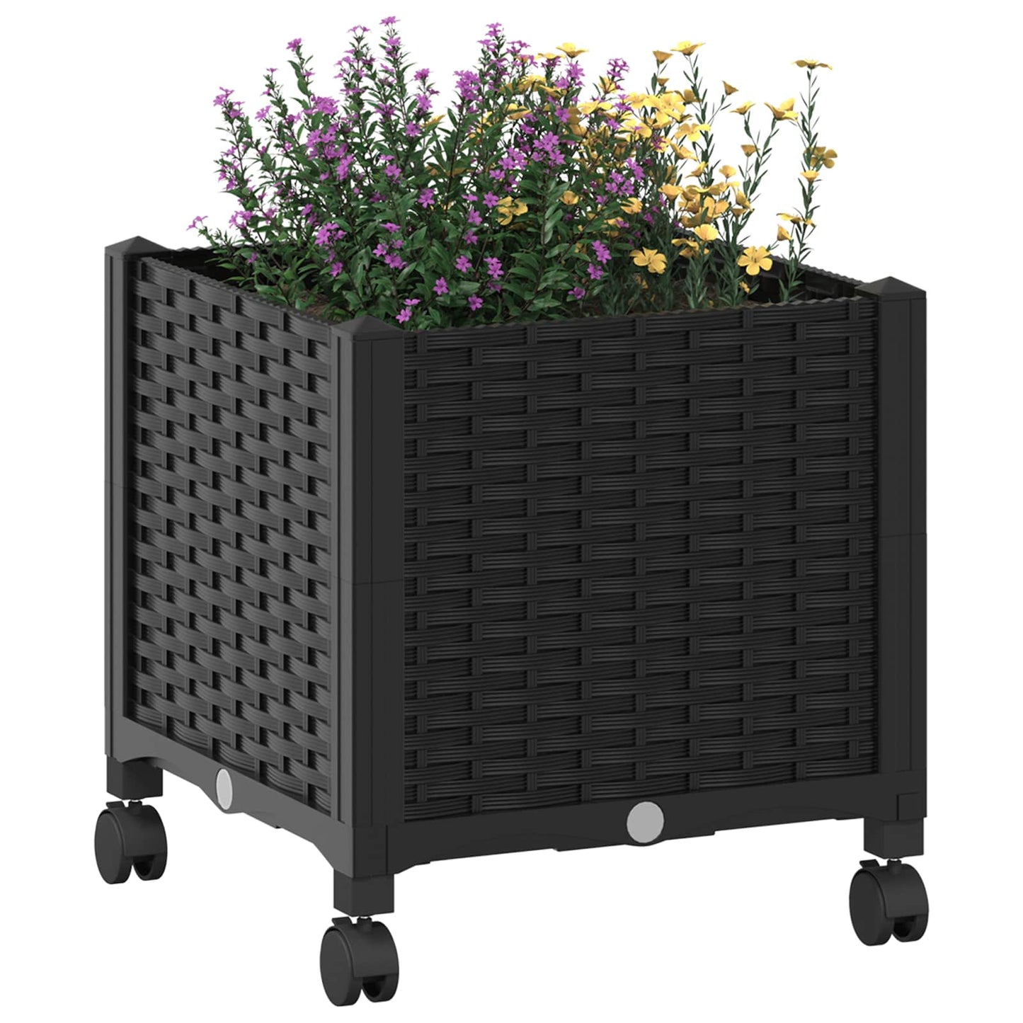 Tuinschaal met wielen Zwart 40 x 40 x 44 cm PP is nu te koop bij PeponiXL, paradijselijk wonen!