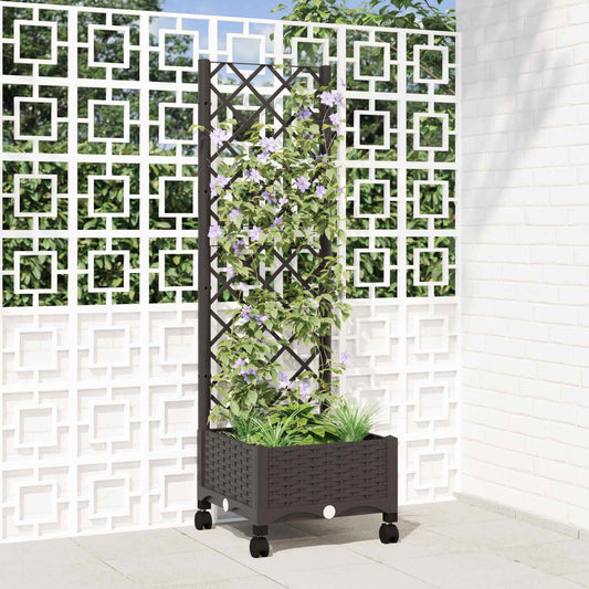 Tuinplantbak met schutting en wielen Bruin 40 x 40 x 131,5 cm is nu te koop bij PeponiXL, paradijselijk wonen!
