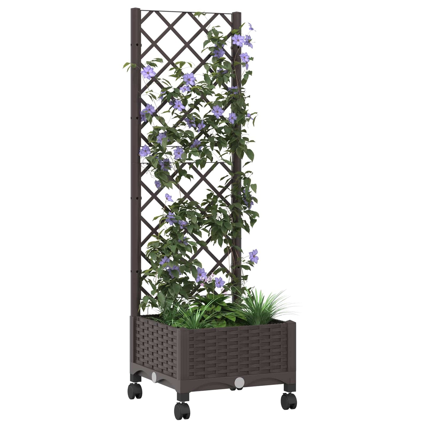 Tuinplantbak met schutting en wielen Bruin 40 x 40 x 131,5 cm is nu te koop bij PeponiXL, paradijselijk wonen!