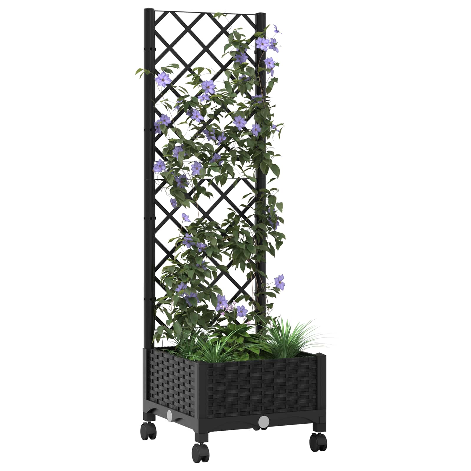 Tuinplantbak met schutting en wielen Zwart 40 x 40 x 131,5 cm is nu te koop bij PeponiXL, paradijselijk wonen!
