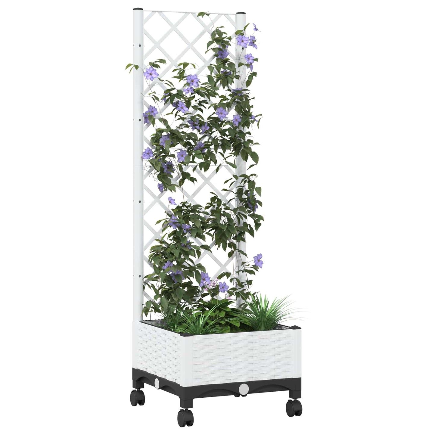 Tuinplantbak met schutting en wielen Wit 40 x 40 x 131,5 cm PP is nu te koop bij PeponiXL, paradijselijk wonen!