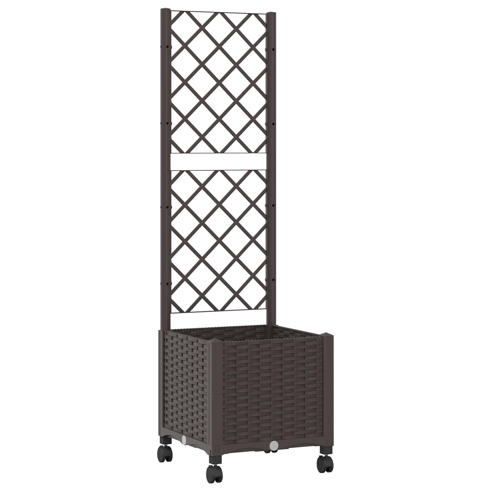 Tuinplantbak met schutting en wielen Bruin 40 x 40 x 146 cm PP is nu te koop bij PeponiXL, paradijselijk wonen!
