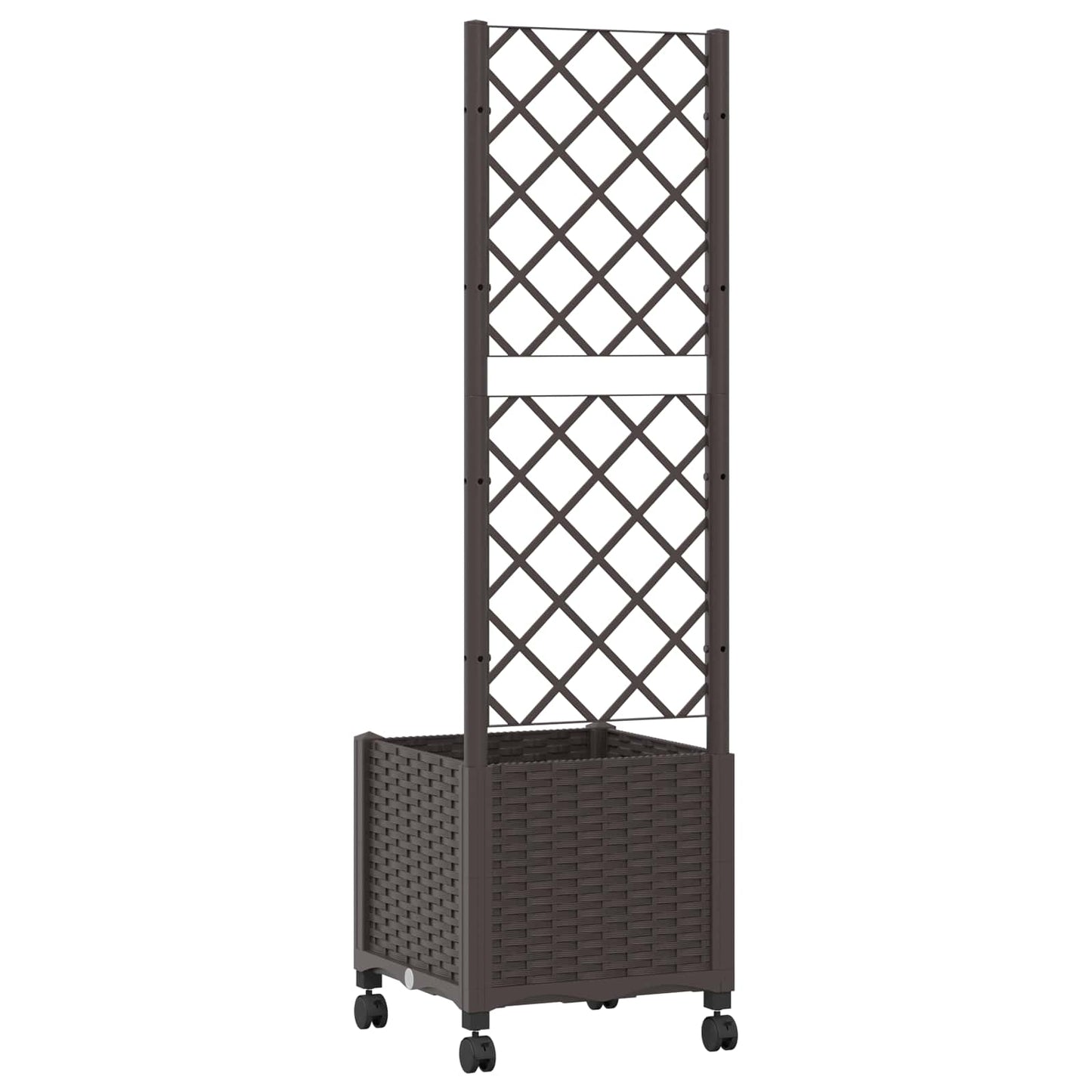 Tuinplantbak met schutting en wielen Bruin 40 x 40 x 146 cm PP is nu te koop bij PeponiXL, paradijselijk wonen!