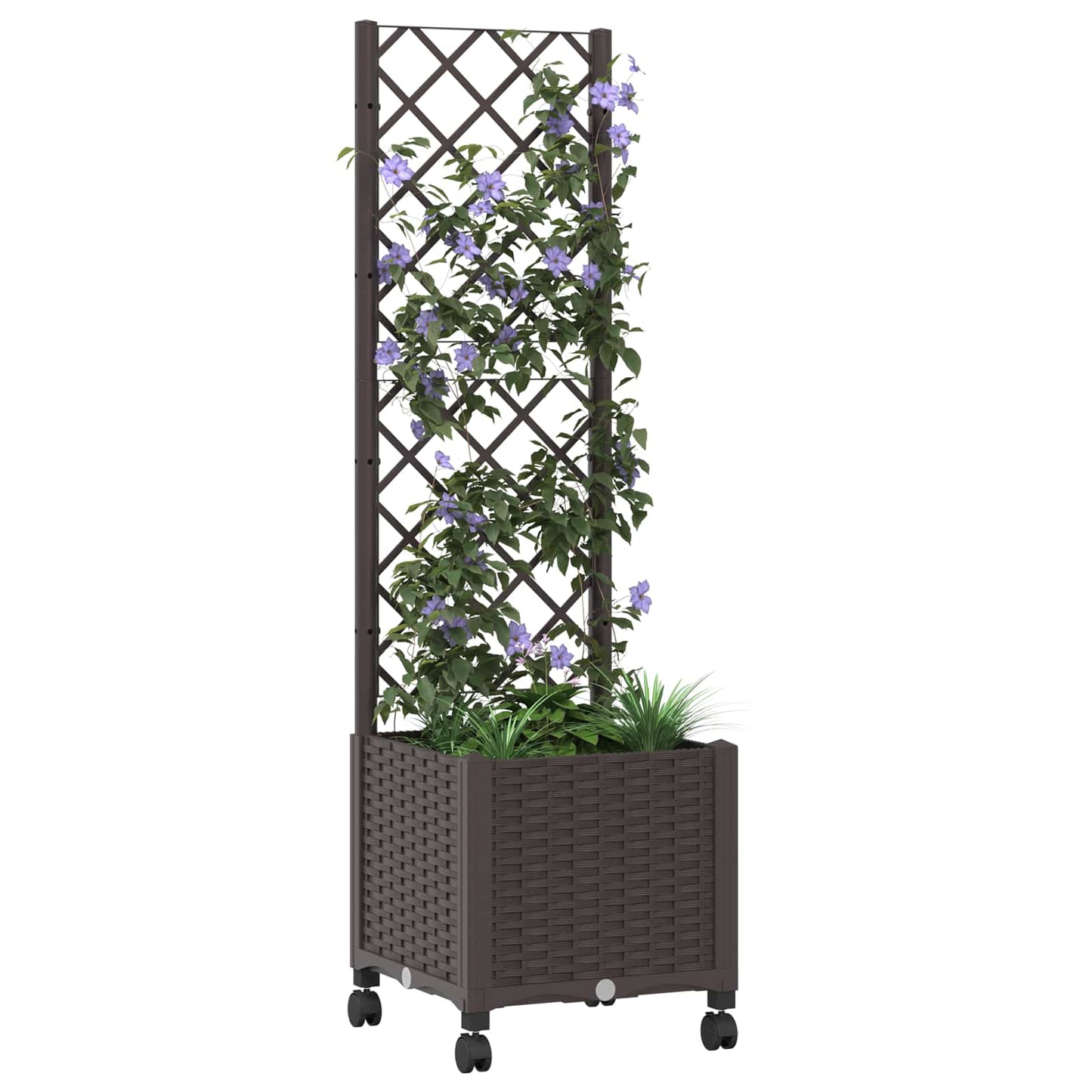 Tuinplantbak met schutting en wielen Bruin 40 x 40 x 146 cm PP is nu te koop bij PeponiXL, paradijselijk wonen!