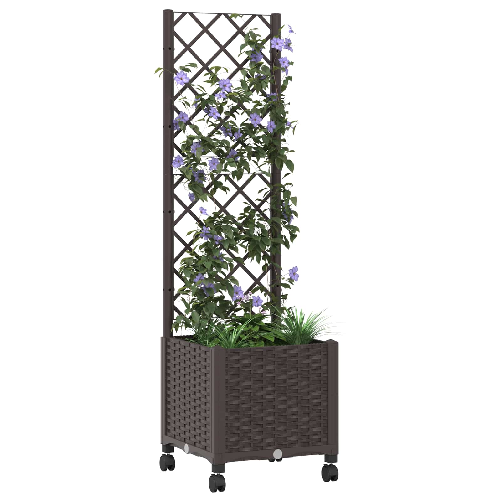 Tuinplantbak met schutting en wielen Bruin 40 x 40 x 146 cm PP is nu te koop bij PeponiXL, paradijselijk wonen!