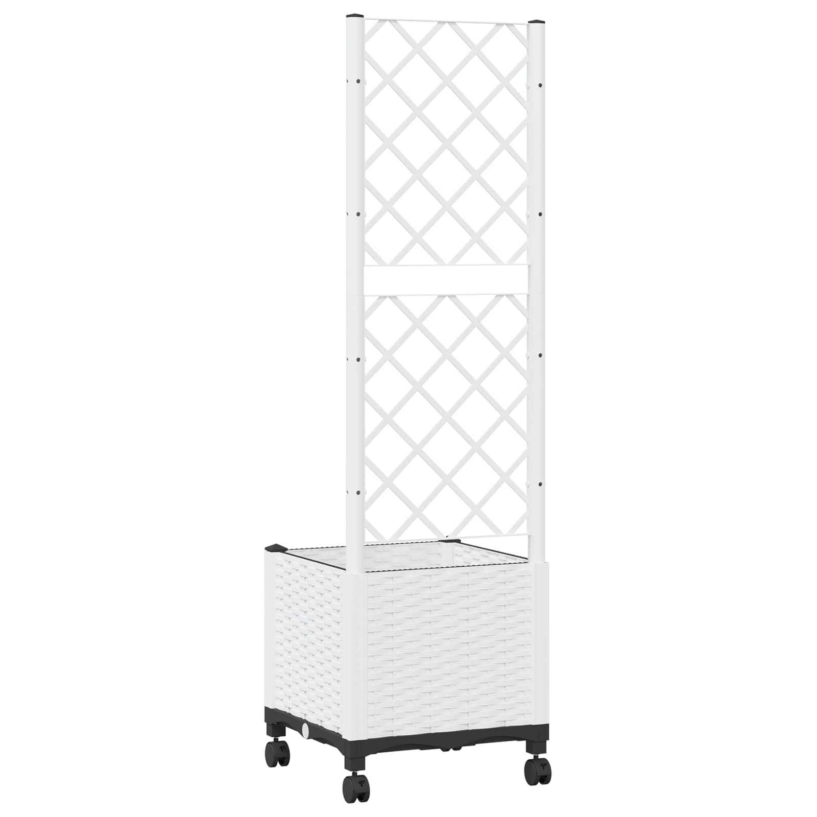 Tuinplantbak met schutting en wielen Wit 40 x 40 x 146 cm PP is nu te koop bij PeponiXL, paradijselijk wonen!