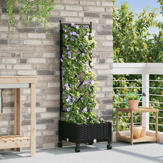 Tuinplantbak met schutting en wielen Zwart 40 x 40 x 131,5 cm is nu te koop bij PeponiXL, paradijselijk wonen!