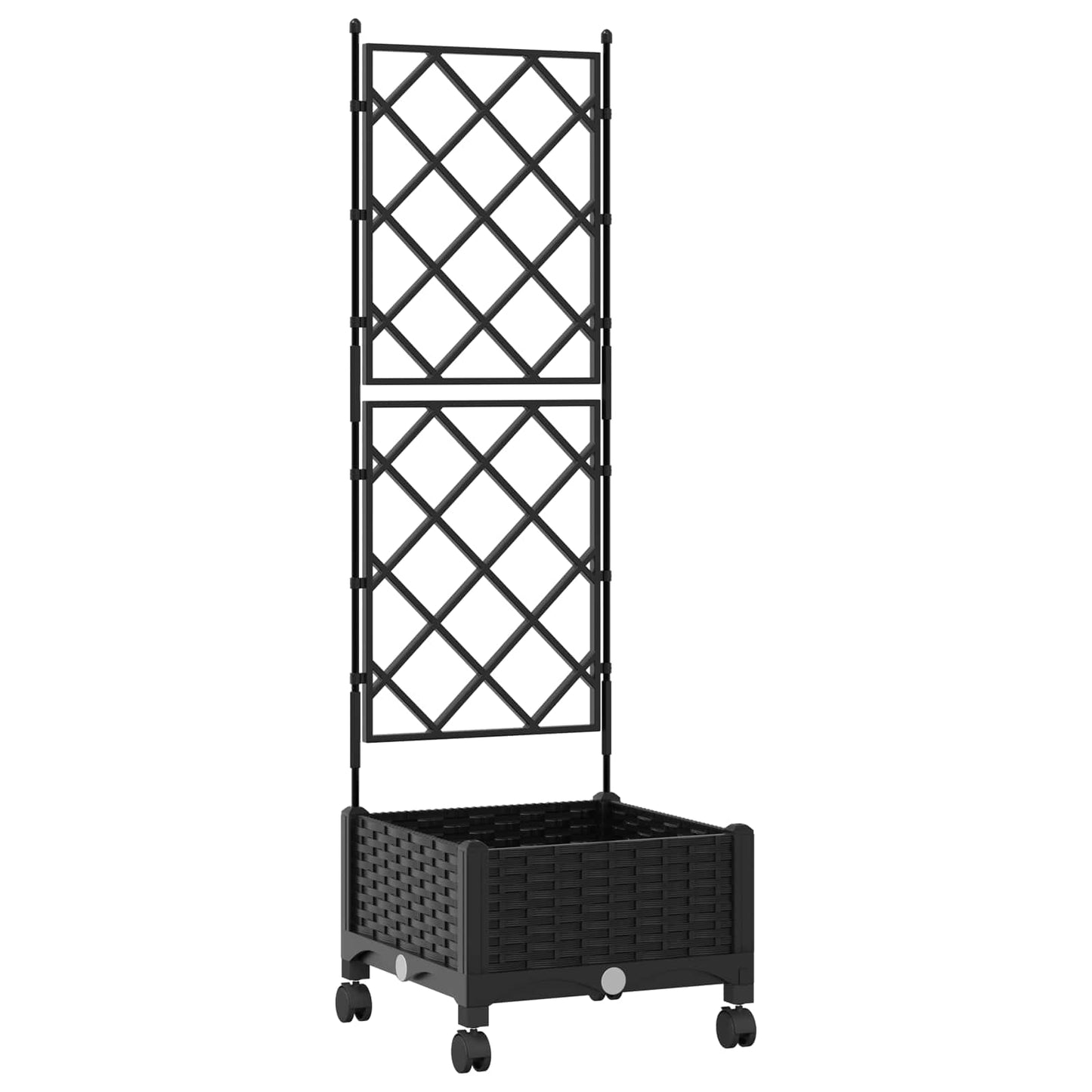 Tuinplantbak met schutting en wielen Zwart 40 x 40 x 131,5 cm