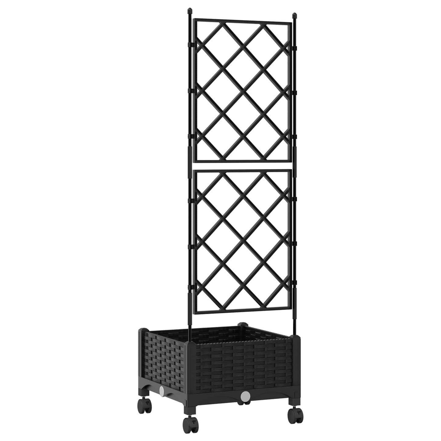 Tuinplantbak met schutting en wielen Zwart 40 x 40 x 131,5 cm