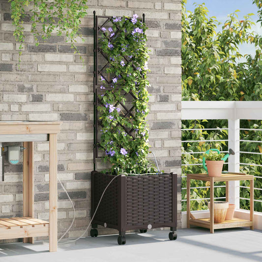 Tuin Pot met Irrigatie en Wielen Bruin 40 x 40 x 148 cm PP is nu te koop bij PeponiXL, paradijselijk wonen!