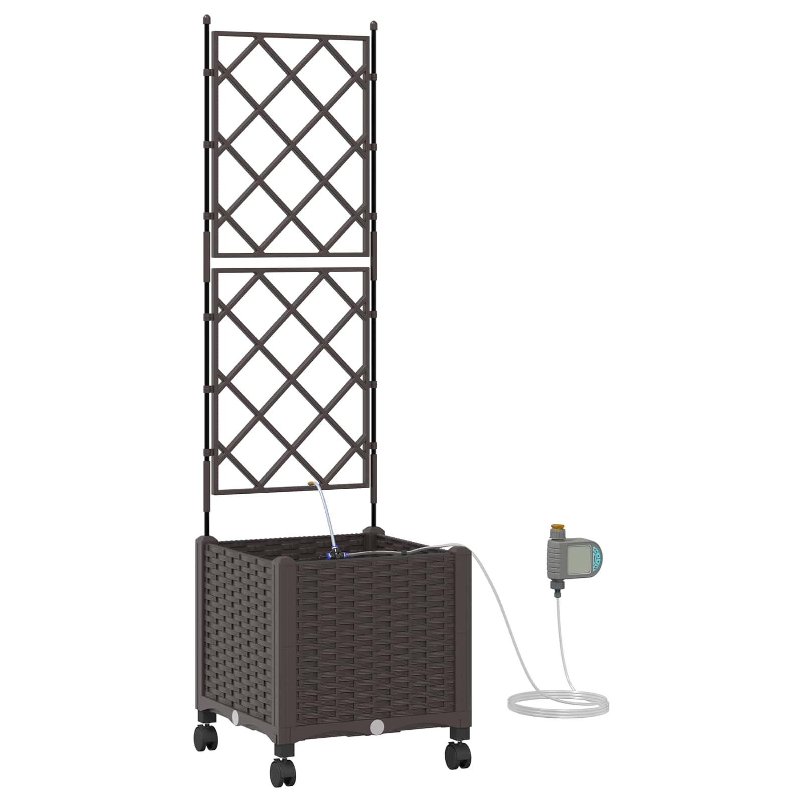 Tuin Pot met Irrigatie en Wielen Bruin 40 x 40 x 148 cm PP is nu te koop bij PeponiXL, paradijselijk wonen!