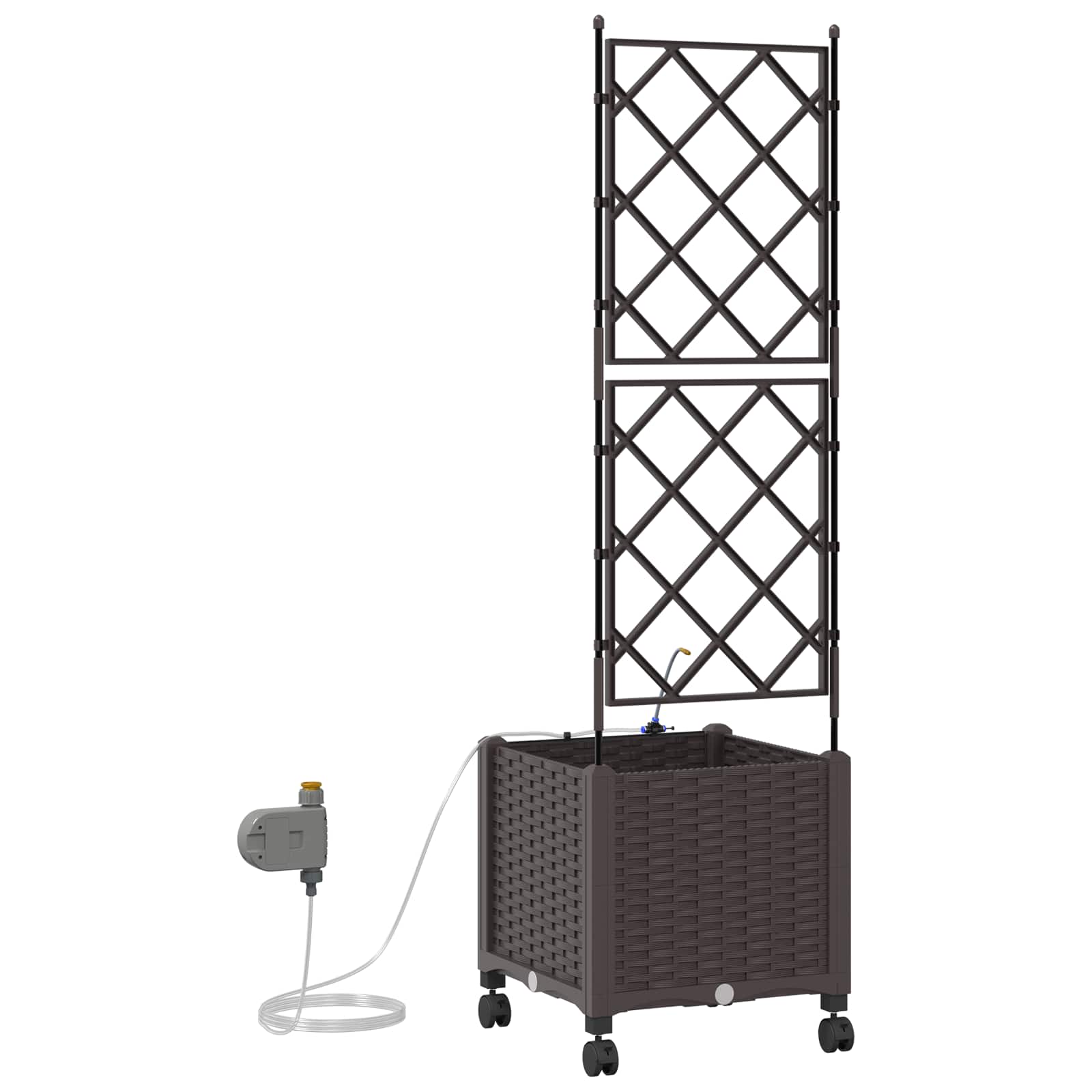 Tuin Pot met Irrigatie en Wielen Bruin 40 x 40 x 148 cm PP is nu te koop bij PeponiXL, paradijselijk wonen!