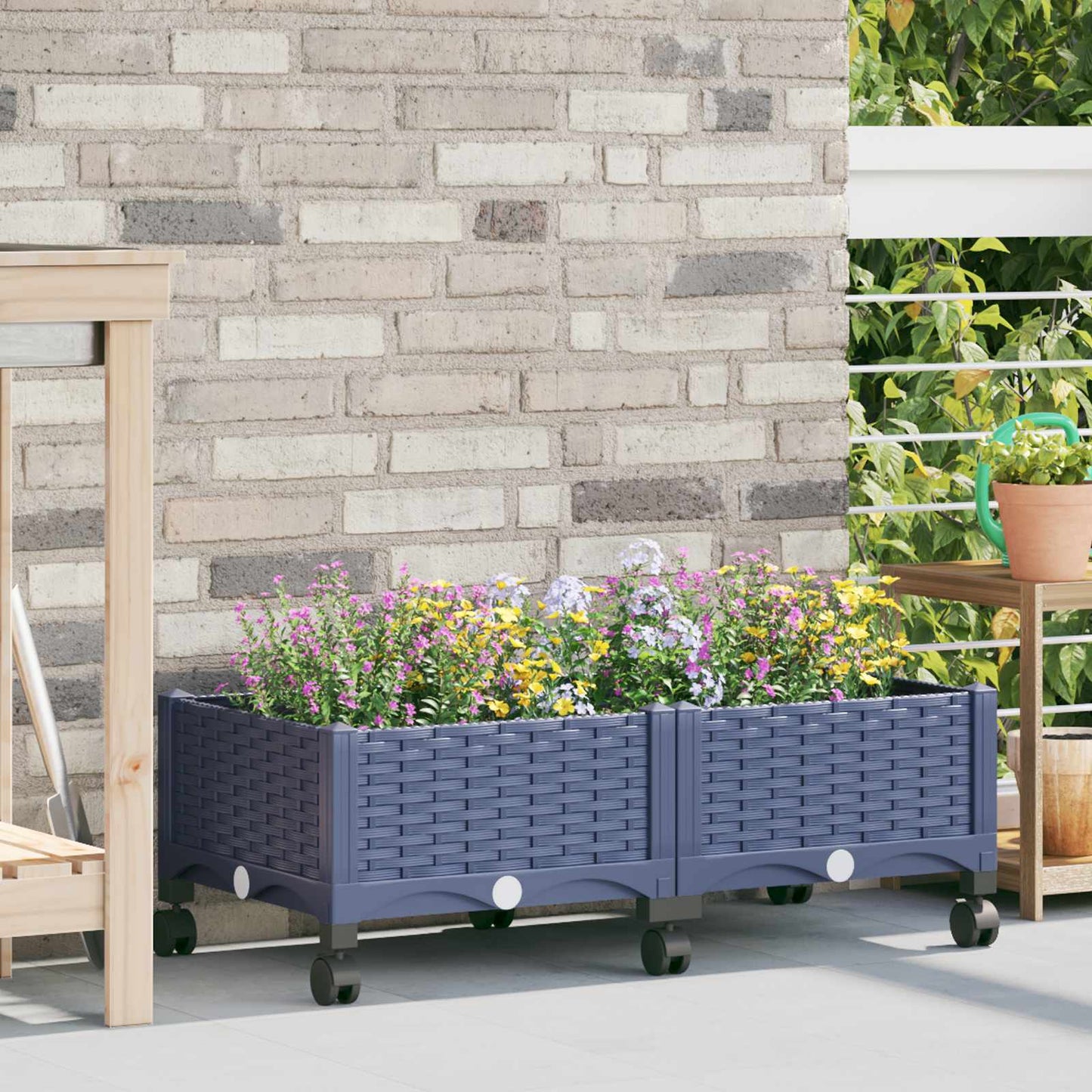 Tuinschaal met wielen Blauw Grijs 80 x 40 x 33 cm PP is nu te koop bij PeponiXL, paradijselijk wonen!
