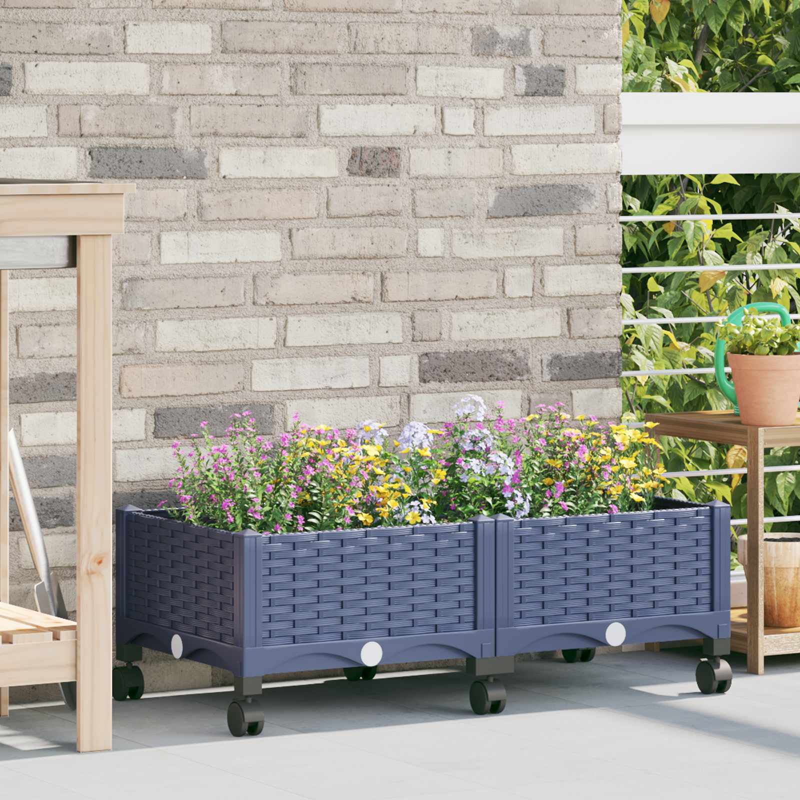 Tuinschaal met wielen Blauw Grijs 80 x 40 x 33 cm PP is nu te koop bij PeponiXL, paradijselijk wonen!