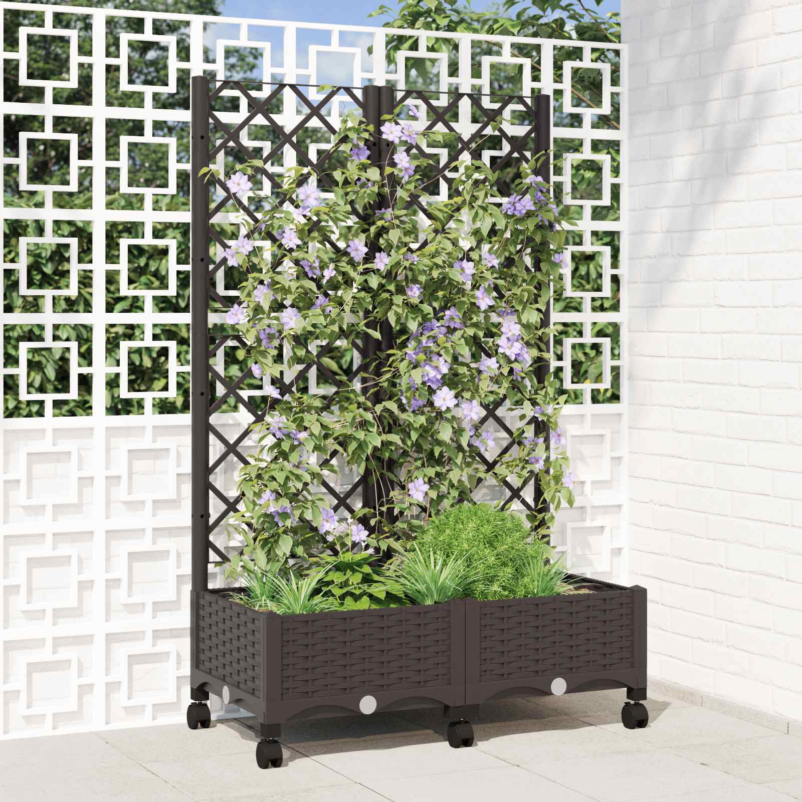 Tuinplantbak met schutting en wielen Bruin 80 x 40 x 131,5 cm is nu te koop bij PeponiXL, paradijselijk wonen!