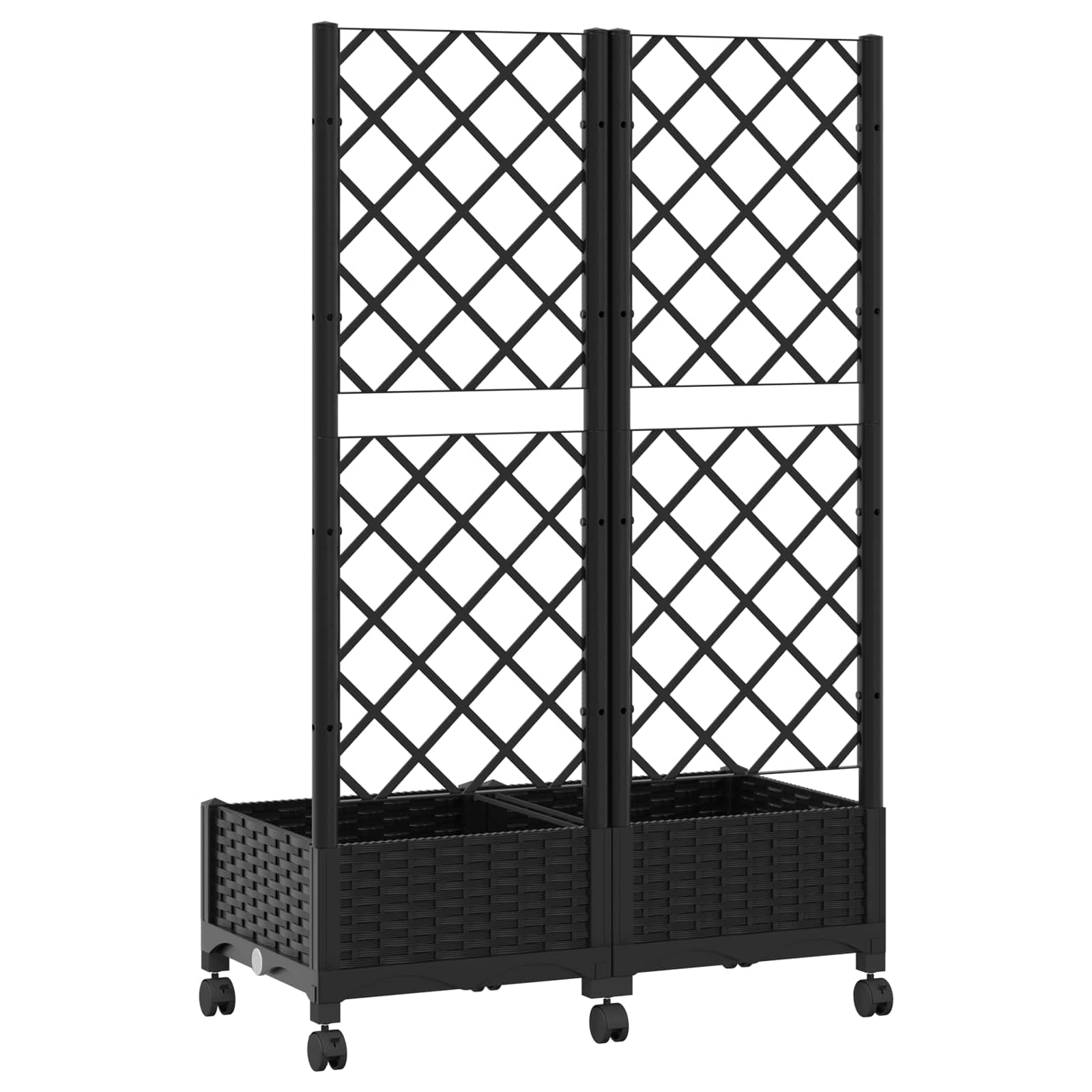 Tuinplantbak met schutting en wielen Zwart 80 x 40 x 131,5 cm is nu te koop bij PeponiXL, paradijselijk wonen!