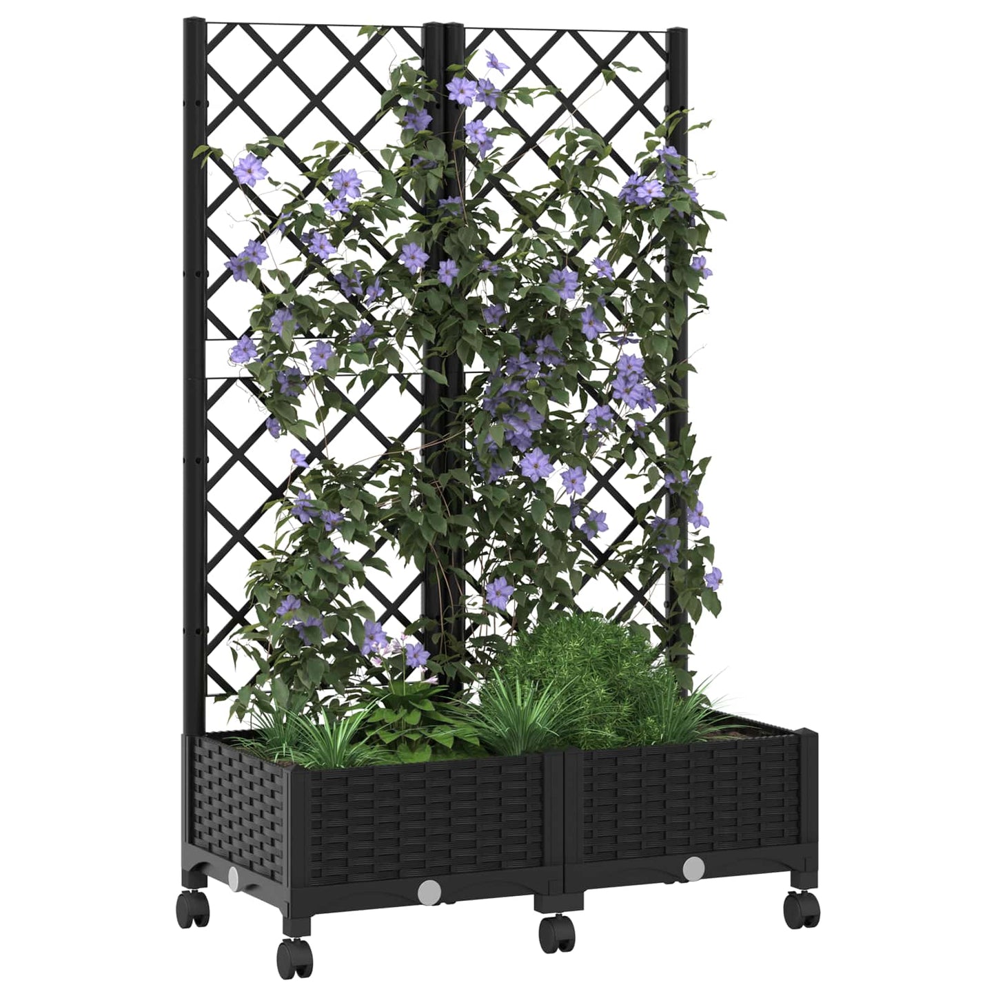 Tuinplantbak met schutting en wielen Zwart 80 x 40 x 131,5 cm is nu te koop bij PeponiXL, paradijselijk wonen!