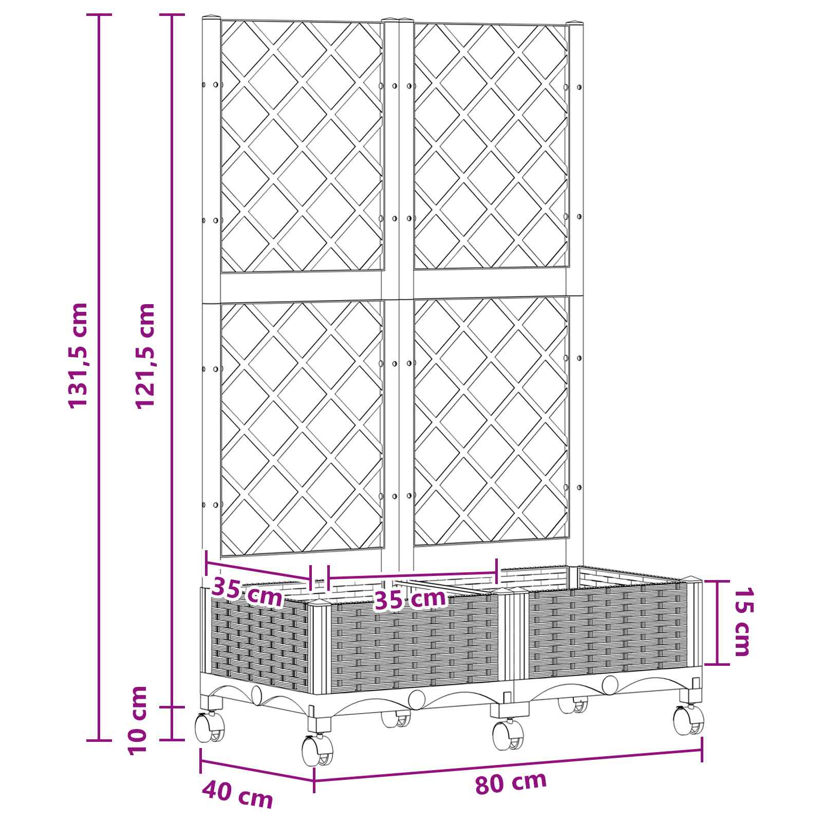 Tuinplantbak met schutting en wielen Zwart 80 x 40 x 131,5 cm is nu te koop bij PeponiXL, paradijselijk wonen!