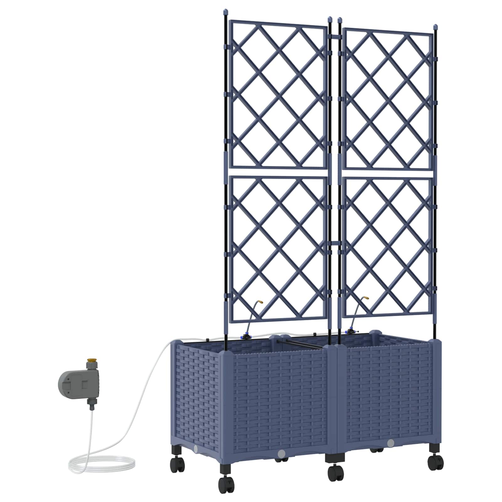 Tuin Pot met Irrigatie en Wielen 2 st Grijs 80 x 40 x 148 cm PP is nu te koop bij PeponiXL, paradijselijk wonen!